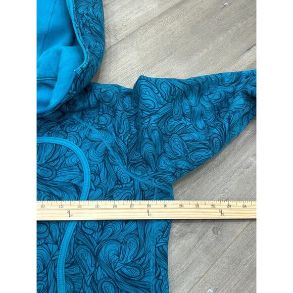 Rare Lululemon Womens Blue Turquoise Paisley Print Scuba Hoodie Jacket Size 10 - Picture 12 of 14